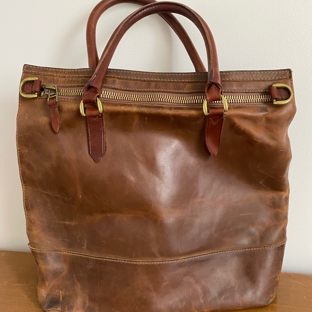 Madewell Brown Leather Purse Bag Satchel Zippered